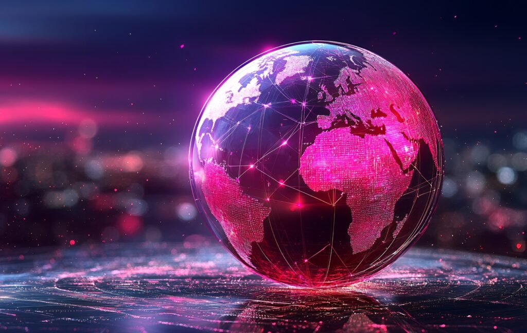 World image in purple