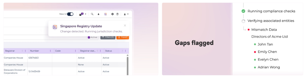 product shots of Kube entity management and governance software using AI to prompt the user